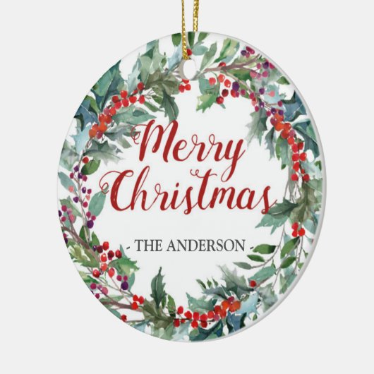 Evergreen Kerstmis met foto-versiering Keramisch Ornament (Links)