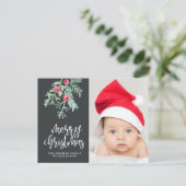 Evergreen Kerstvakantie Foto Post Kaart Slate (Staand voorkant)