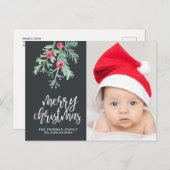 Evergreen Kerstvakantie Foto Post Kaart Slate (Voorkant / Achterkant)