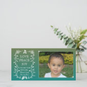 Evergreen kerstvakantie fotokaart feestdagenkaart (Staand voorkant)