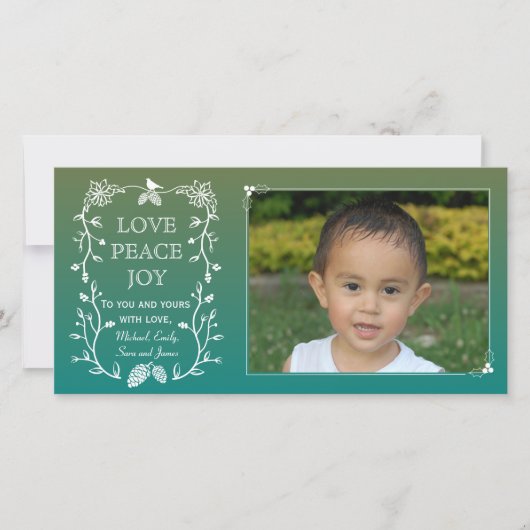 Evergreen kerstvakantie fotokaart feestdagenkaart (Voorkant)