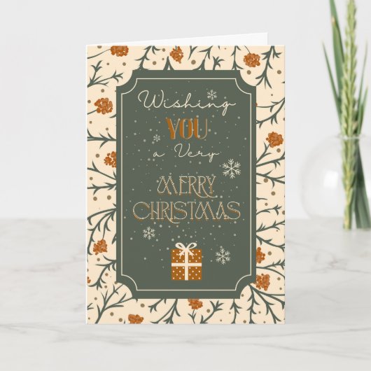 Evergreen Kisses Under the Mistletoe Christmas Kaart (Voorkant)