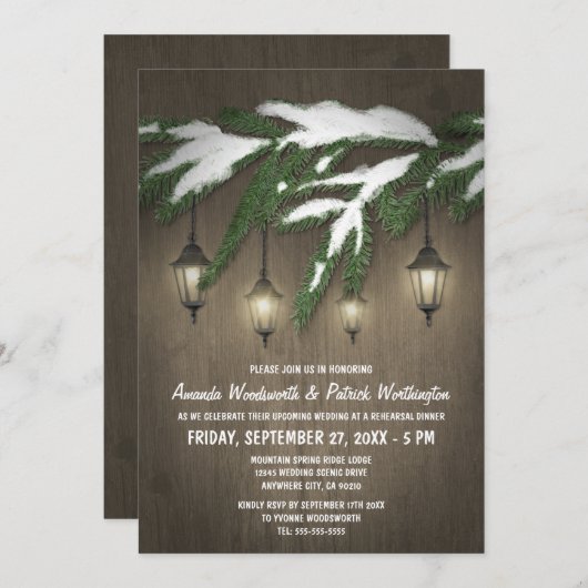 Evergreen Lantern repetitie diner uitnodigingen (Voorkant / Achterkant)