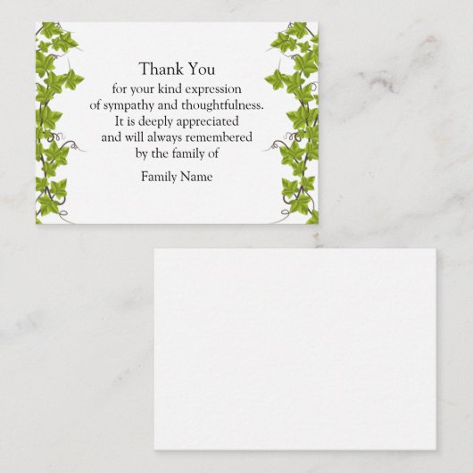 Evergreen Leaf - Hartelijk dank Notitiekaartje (Voorkant / Achterkant)