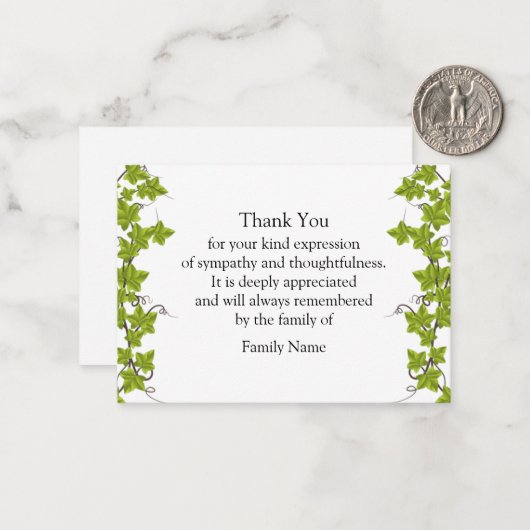 Evergreen Leaf - Hartelijk dank Notitiekaartje (Voorkant / Achterkant in situ)