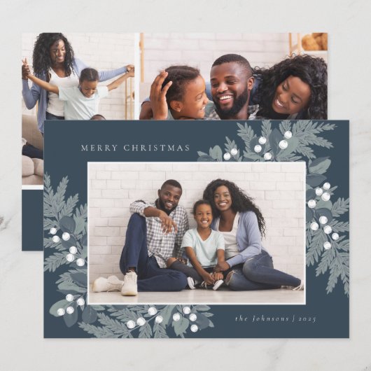 Evergreen Lijst Photo Holiday Card (Voorkant / Achterkant)