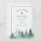 Evergreen Little Camper Grey Plaid Baby shower (Voorkant)