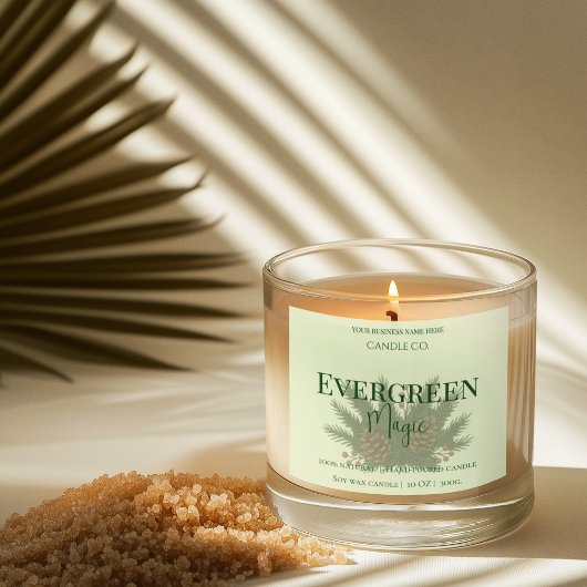 Evergreen Magic Christmas Candle Label | Custom