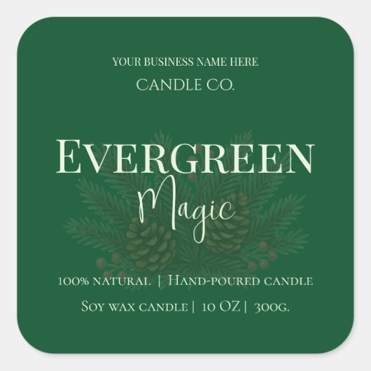 Evergreen Magic Christmas Candle Label | Custom (Voorkant)