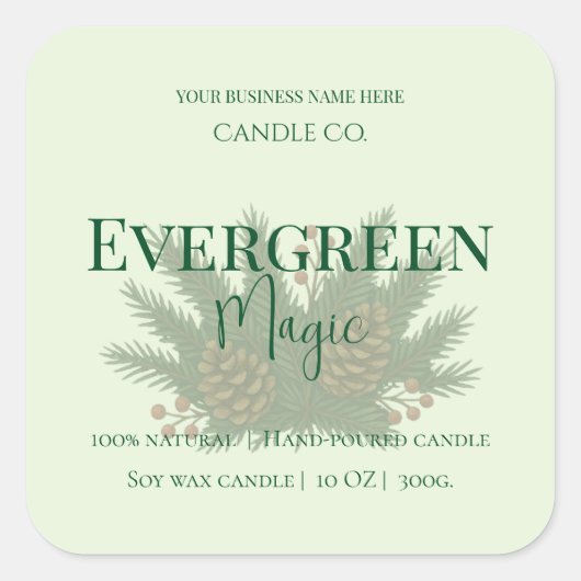 Evergreen Magic Christmas Candle Label | Custom (Voorkant)