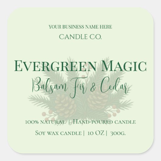 Evergreen Magic Christmas Candle Label | Custom (Voorkant)