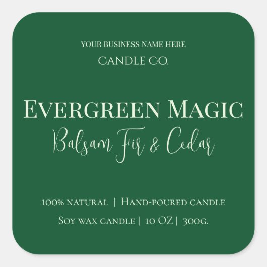 Evergreen Magic Christmas Candle Label | Custom (Voorkant)
