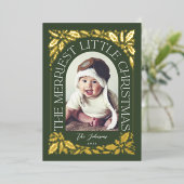 Evergreen Merriest Little KerstArch Foto Folie Feestdagenkaart (Staand Voorkant)