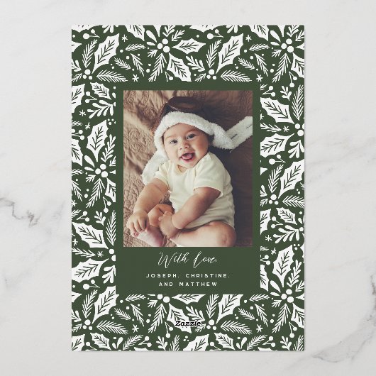 Evergreen Merriest Little KerstArch Foto Folie Feestdagenkaart (Achterkant)