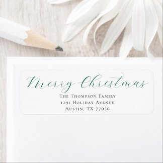 Evergreen Merry Christmas Return Address Label