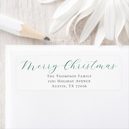 Evergreen Merry Christmas Return Address Label (Insitu)