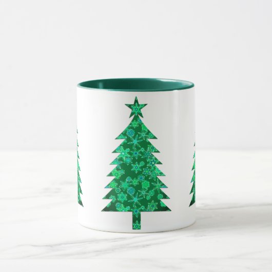 Evergreen met Snowflakes kerstboom Mok (Midden)
