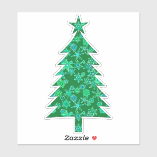 Evergreen met Snowflakes kerstboom Sticker (Vel)