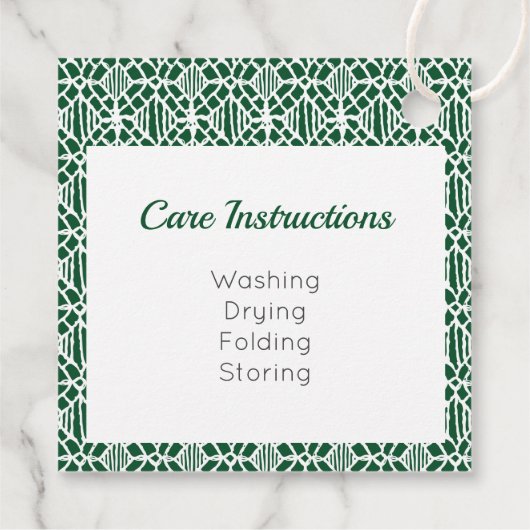 Evergreen met White Crochet Lace Pattern-Label Bedankjes Labels (Achterkant)