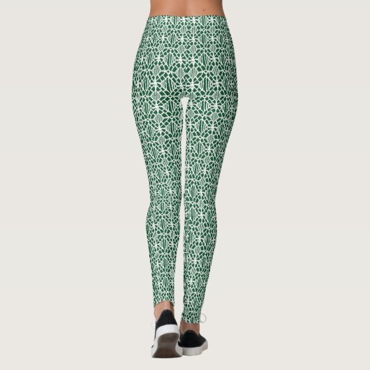 Evergreen met White Crochet Lace Pattern Leggings (Achterkant)