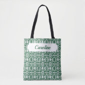 Evergreen met White Crochet Lace Pattern Tote Bag (Voorkant)