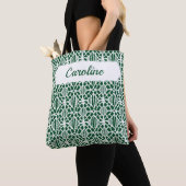 Evergreen met White Crochet Lace Pattern Tote Bag (Dichtbij)