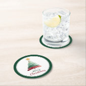 Evergreen Minimalist Christmas Tree Ronde Kartonnen Onderzetter (Insitu)