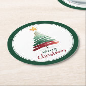 Evergreen Minimalist Christmas Tree Ronde Kartonnen Onderzetter (Gebogen)