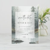 Evergreen Mist | Rustic Forest QR Save the Date (Staand voorkant)