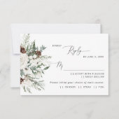 Evergreen moderne winter bruiloft maaltijd keuze R RSVP Kaartje (Voorkant)