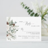 Evergreen moderne winter bruiloft maaltijd keuze R RSVP Kaartje (Staand voorkant)
