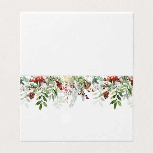 Evergreen moderne winter bruiloft plaats kaart (Buitenkant ongevouwen)