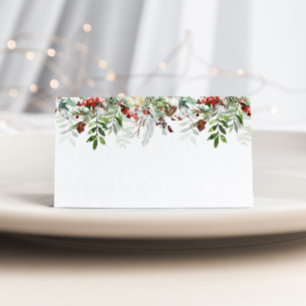 Evergreen moderne winter bruiloft plaats kaart