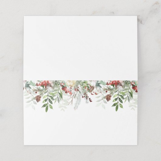 Evergreen moderne winter bruiloft plaatskaartje (Buitenkant ongevouwen)