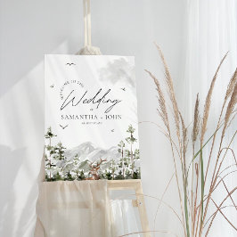 Evergreen Mountain Forest Bruiloft Welkomstbord Poster