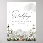 Evergreen Mountain Forest Bruiloft Welkomstbord Poster (Voorkant)