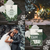 Evergreen Mountain Forest Green White Black Bedankkaart