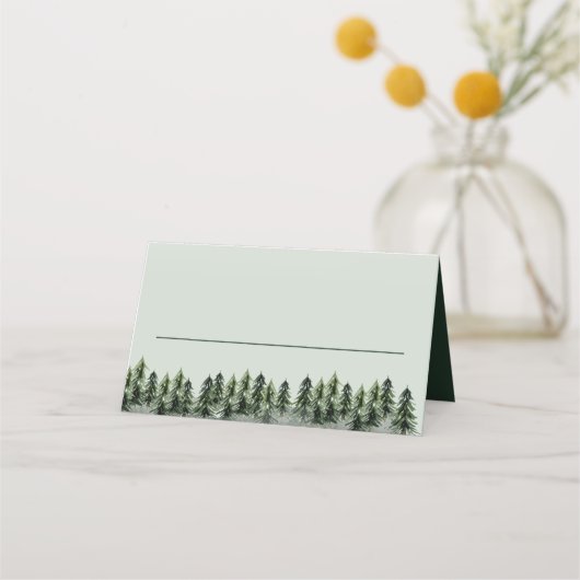 Evergreen Mountain Forest Green White Black Plaatskaartje (Voorkant)