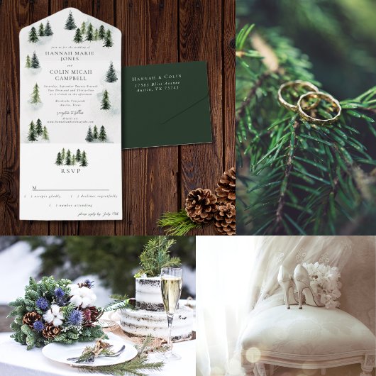 Evergreen Mountain Glen White Green Black Programmakaart