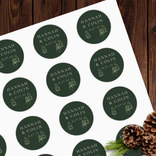 Evergreen Mountain Glen White Green Black Ronde Sticker