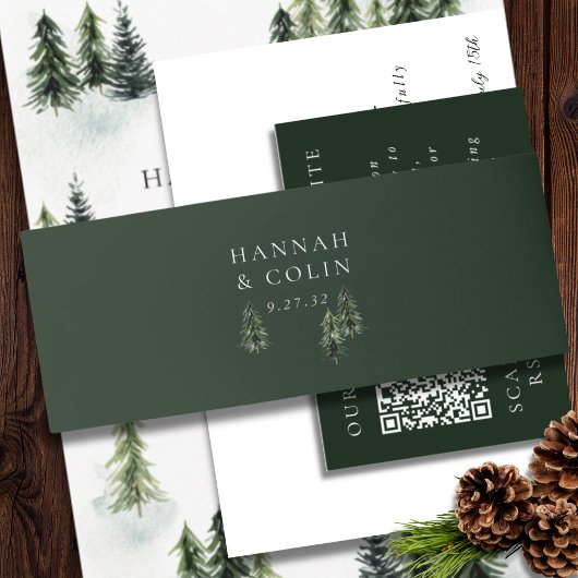 Evergreen Mountain Glen White Green Black Uitnodigingen Wikkel