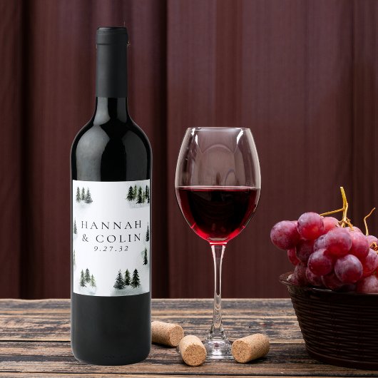 Evergreen Mountain Glen White Green Black Wijn Etiket