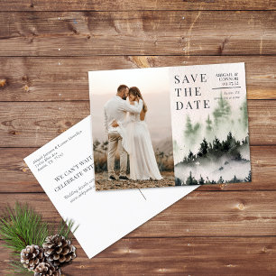 Evergreen Mountain Mist Rustic Save the Date Aankondigingskaart