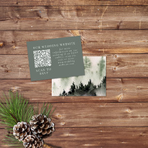 Evergreen Mountain Mist Rustic Winter Web QR Informatiekaartje