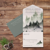 Evergreen Mountain Mist Rustic Winter White Grey All In One Uitnodiging