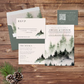 Evergreen Mountain Mist Rustic Winter White Grey Kaart