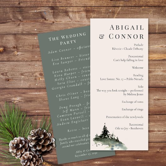 Evergreen Mountain Mist Rustic Winter White Grey Programmakaart