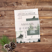 Evergreen Mountain Mist Rustic Winter White Grey Uitnodigingen Wikkel