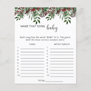Evergreen Name dat baby shower game