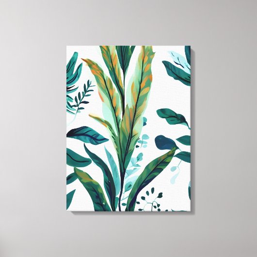 Evergreen Oasis: naadloos bladpatroon Canvas Afdruk (Voorkant)